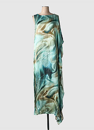 Robe longue imprimé fantaisie sans manche vert LAUREN VIDAL femme