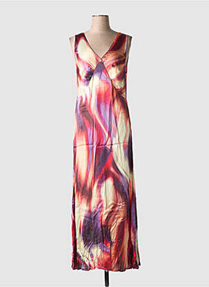 Robe longue imprimé fantaisie sans manche rouge LAUREN VIDAL femme