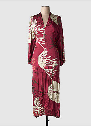 Robe mi-longue coupe fluide manches longues violet LAUREN VIDAL femme