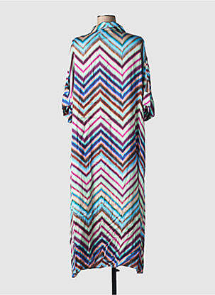 Robe longue imprimé fantaisie manches 3/4 bleu LAUREN VIDAL femme