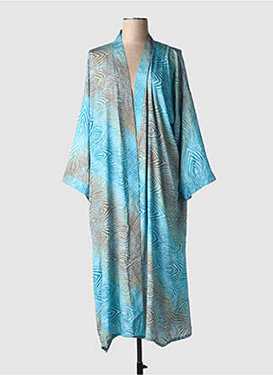Veste kimono manches longues bleu LAUREN VIDAL femme
