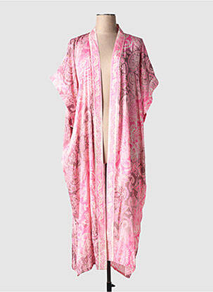 Veste kimono col v rose LAUREN VIDAL femme