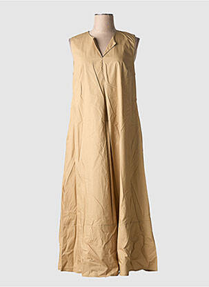 Robe longue coupe évasée sans manche beige LAUREN VIDAL femme