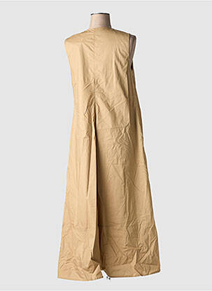 Robe longue coupe évasée sans manche beige LAUREN VIDAL femme