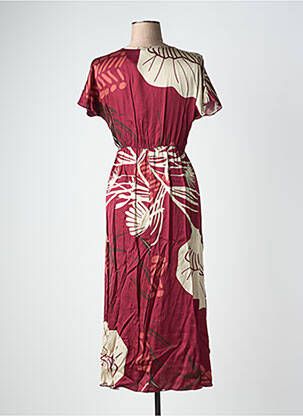 Robe mi-longue imprimé fantaisie manches courtes rouge LAUREN VIDAL femme