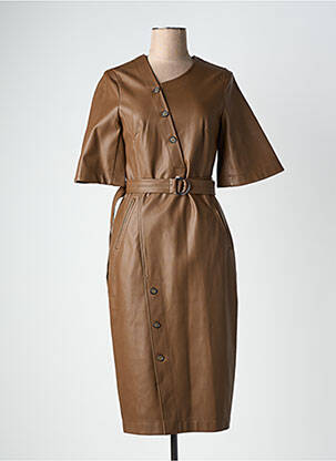 Robe mi-longue manches courtes manches courtes marron URBANCODE femme