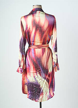 Robe mi-longue imprimé fantaisie manches longues violet LAUREN VIDAL femme
