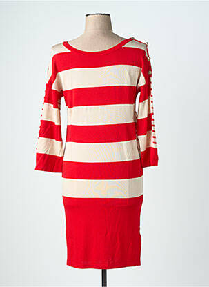 Robe pull coupe droite manches 3/4 rouge JEI'S BY LETIZIA DENARO femme