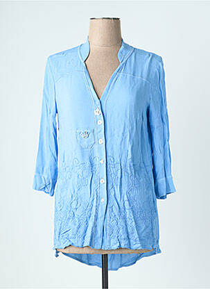 Chemisier col mao manches longues bleu ELISA CAVALETTI femme