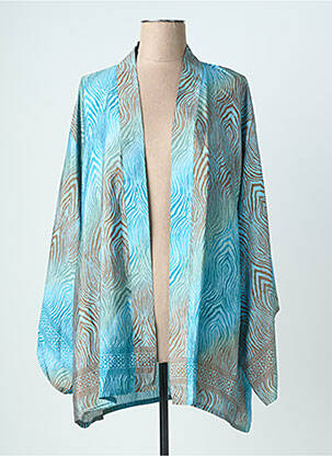 Veste kimono manches longues bleu LAUREN VIDAL femme