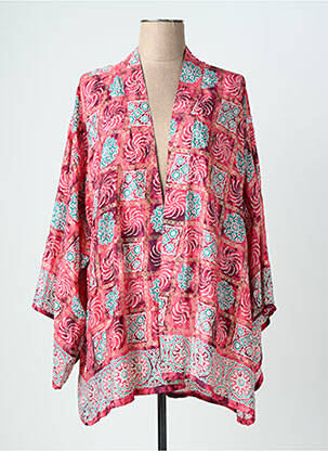 Veste kimono manches longues rose LAUREN VIDAL femme