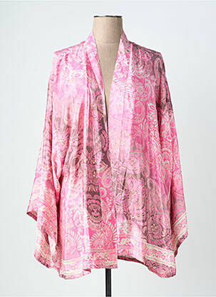 Veste kimono manches longues rose LAUREN VIDAL femme
