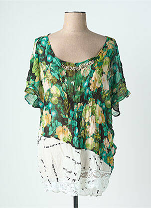 Tunique manches courtes coupe fluide vert ELLY ITALIA femme