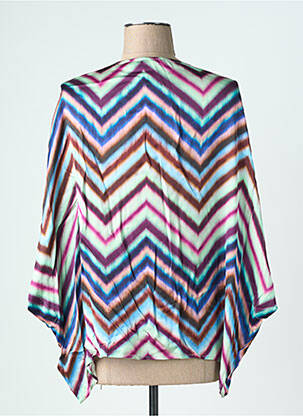 Blouse imprimé fantaisie manches longues bleu LAUREN VIDAL femme