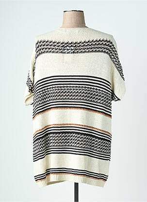 Pull coupe droite manches courtes beige LAUREN VIDAL femme