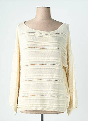 Pull coupe droite manches longues beige LAUREN VIDAL femme