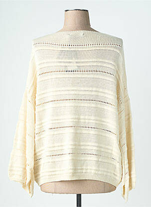 Pull coupe droite manches longues beige LAUREN VIDAL femme