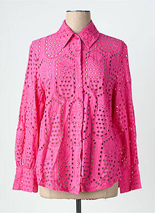 Chemisier coupe droite manches longues rose LAUREN VIDAL femme