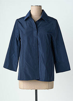 Chemisier coupe droite manches longues bleu LAUREN VIDAL femme