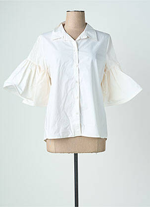 Chemisier coupe droite manches 3/4 blanc LAUREN VIDAL femme