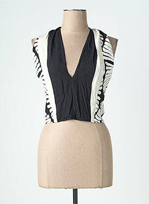 Top imprimé fantaisie sans manche noir LAUREN VIDAL femme