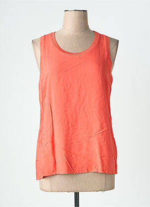 Top coupe cintrée sans manche orange LAUREN VIDAL femme