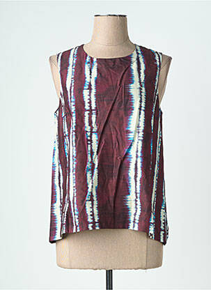 Top imprimé fantaisie sans manche violet LAUREN VIDAL femme