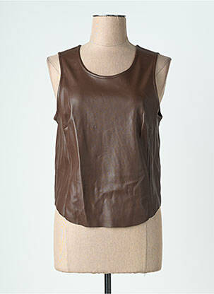 Top coupe cintrée sans manche marron URBANCODE femme