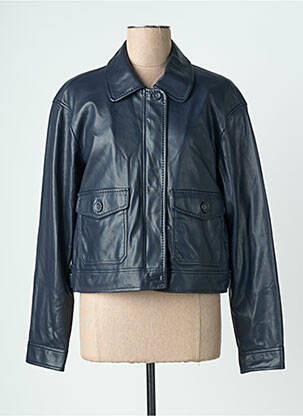 Veste simili cuir manches longues bleu URBANCODE femme