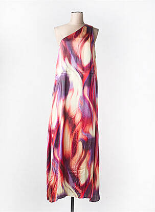 Robe longue imprimé fantaisie sans manche rouge LAUREN VIDAL femme