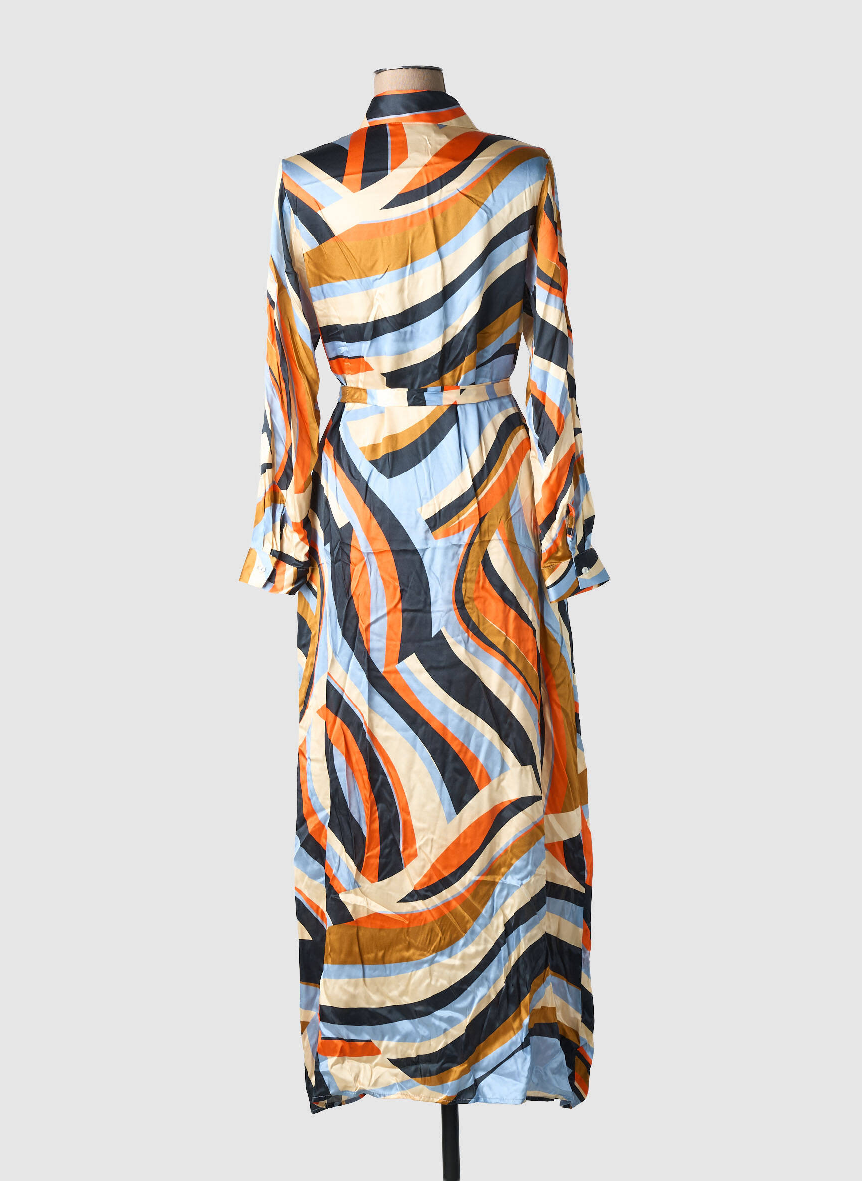 Robe longue imprimé fantaisie manches longues orange LAUREN VIDAL femme