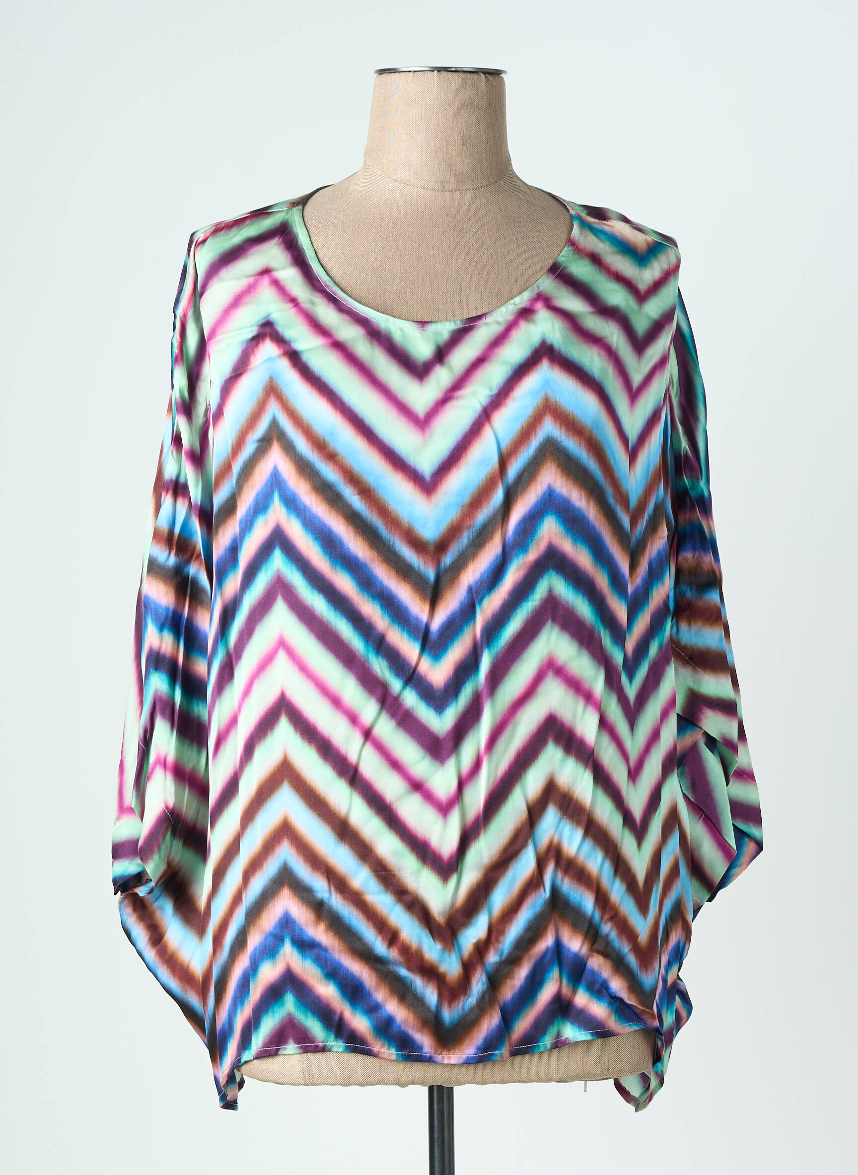 Blouse imprimé fantaisie manches longues bleu LAUREN VIDAL femme