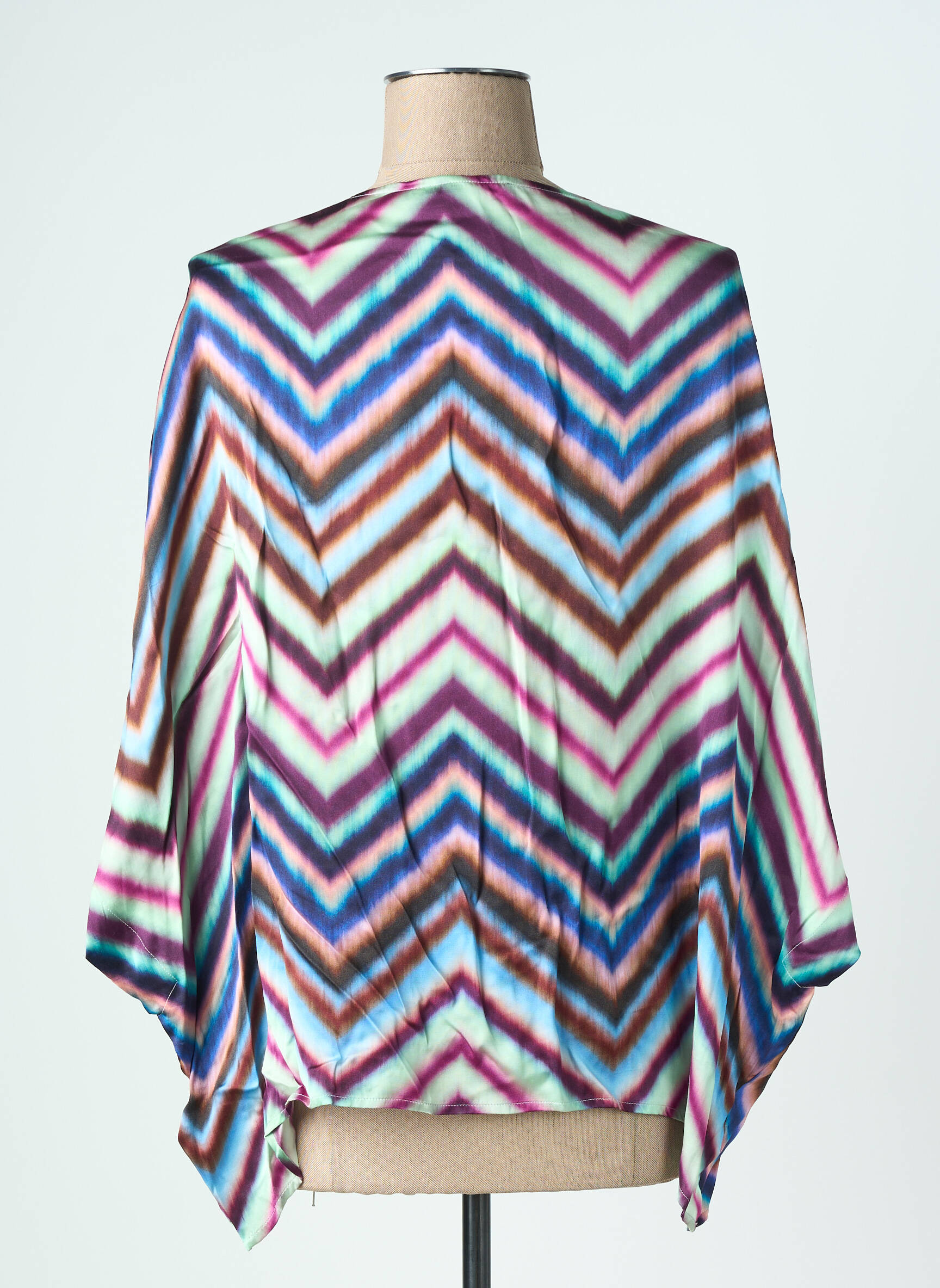 Blouse imprimé fantaisie manches longues bleu LAUREN VIDAL femme
