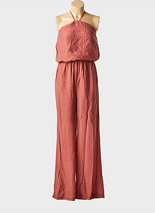 Combi-pantalon tissage crêpe fines bretelles orange LAUREN VIDAL femme
