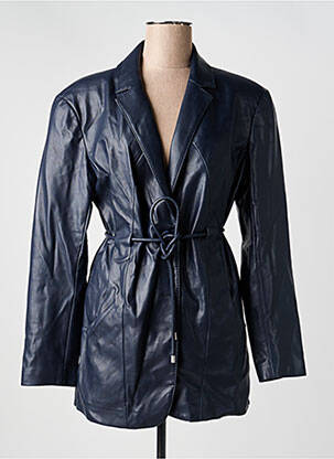 Veste simili cuir epaulette bleu URBANCODE femme