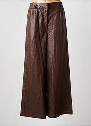 Pantalon large fermeture zippée sous rabat avec crochet taille normale marron URBANCODE femme