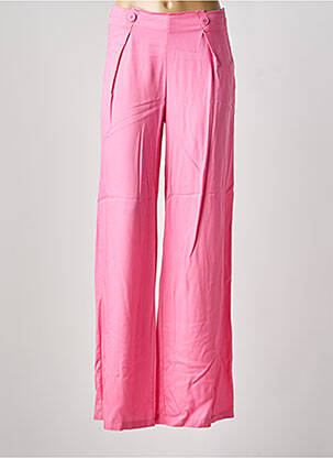 Pantalon large fermeture zip latéral taille haute rose LAUREN VIDAL femme