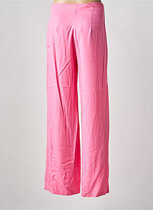 Pantalon large fermeture zip latéral taille haute rose LAUREN VIDAL femme