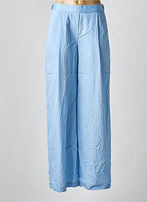 Pantalon large fermeture zip latéral taille haute bleu LAUREN VIDAL femme