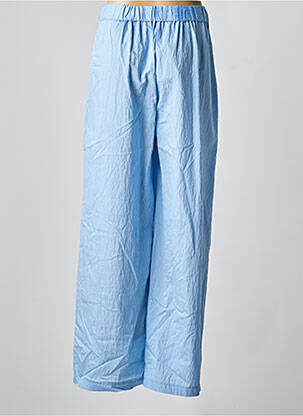 Pantalon large fermeture zip latéral taille haute bleu LAUREN VIDAL femme