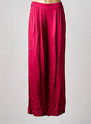 Pantalon large coupe fluide taille haute rouge LAUREN VIDAL femme
