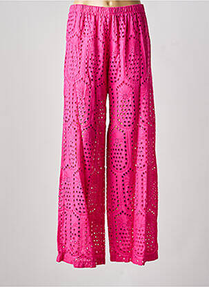 Pantalon large tissage popeline taille normale rose LAUREN VIDAL femme