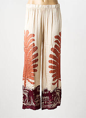 Pantalon large coupe fluide beige LAUREN VIDAL femme