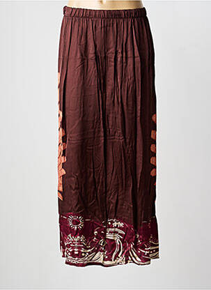 Jupe longue imprimé fantaisie marron LAUREN VIDAL femme