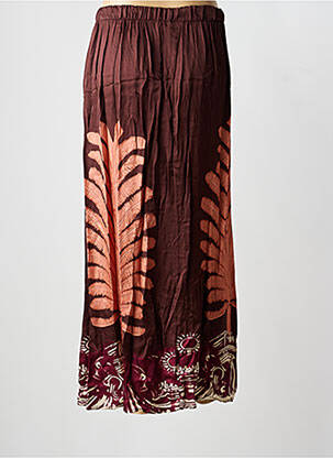 Jupe longue imprimé fantaisie marron LAUREN VIDAL femme
