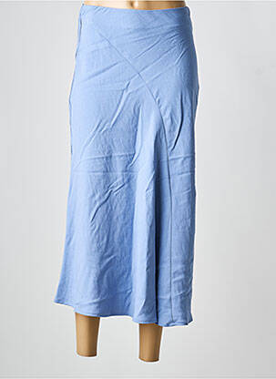 Jupe longue fermeture zip latéral bleu LAUREN VIDAL femme