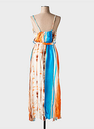 Robe longue imprimé fantaisie fines bretelles bleu MADE IN ITALY femme