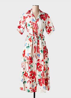Robe longue imprimé fantaisie manches courtes rouge NOELINE femme
