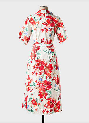 Robe longue imprimé fantaisie manches courtes rouge NOELINE femme