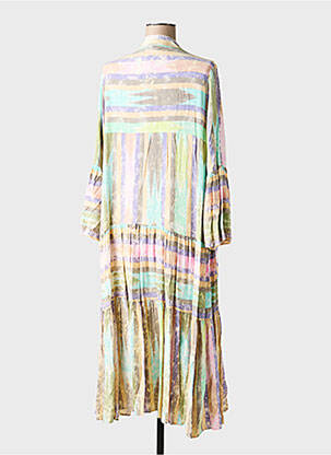 Robe longue imprimé fantaisie manches longues beige LAST QUEEN femme